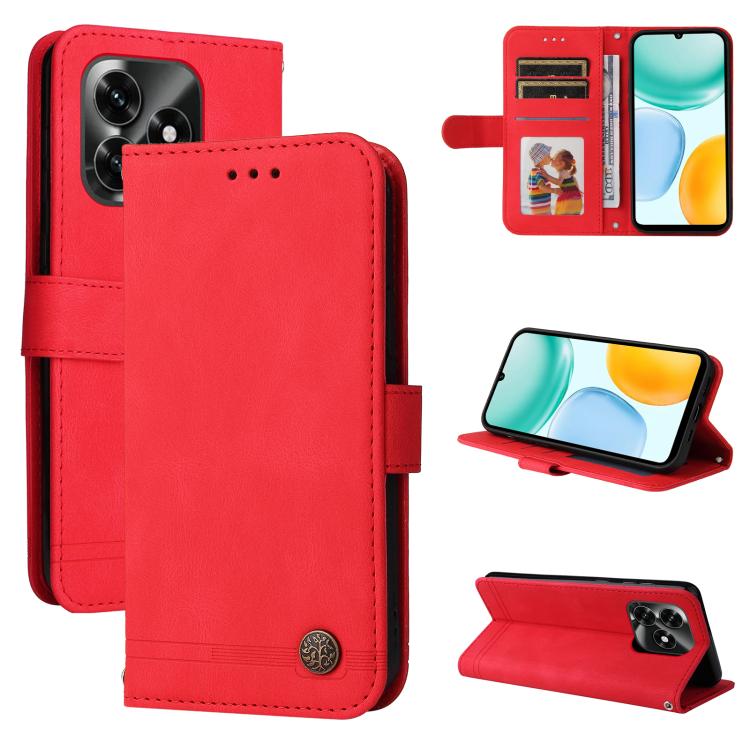 Custodia per telefono in pelle con bottone in metallo con albero della vita Skin Feel, For Honor X5c Plus, For Honor X70 5G, For Honor X6b 4G / X6c 4G / X5b / X5b Plus, For Honor Play 60
