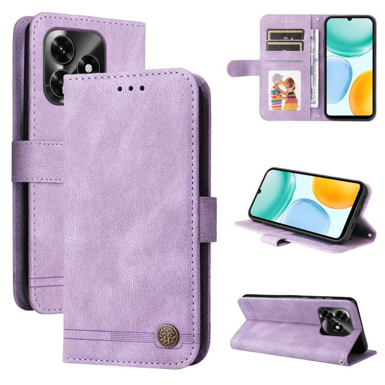 Custodia per telefono in pelle con bottone in metallo con albero della vita Skin Feel, For Honor X5c Plus, For Honor X70 5G, For Honor X6b 4G / X6c 4G / X5b / X5b Plus, For Honor Play 60