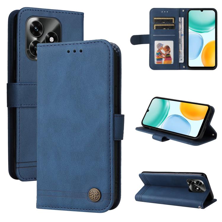 Custodia per telefono in pelle con bottone in metallo con albero della vita Skin Feel, For Honor X5c Plus, For Honor X70 5G, For Honor X6b 4G / X6c 4G / X5b / X5b Plus, For Honor Play 60
