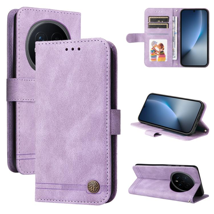 Custodia per telefono in pelle con bottone in metallo con albero della vita Skin Feel, For Honor Magic8, For Honor 400 Smart 5G / X7d 4G / Play 10T 5G, For Honor Play10 4G, For Honor Play 70 Plus