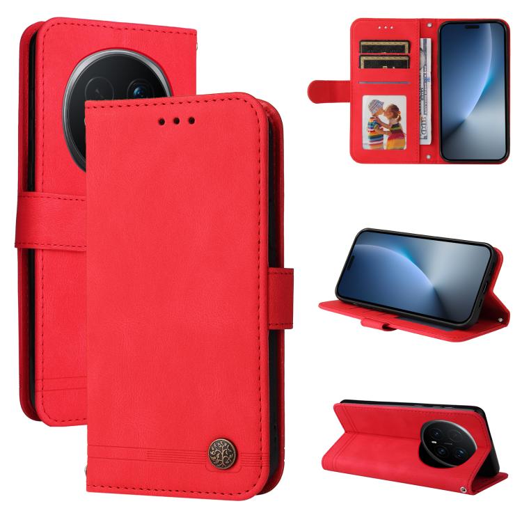 Custodia per telefono in pelle con bottone in metallo con albero della vita Skin Feel, For Honor X6d 5G / Play 60A 5G, For Honor X8d 4G, For Honor 500 / 500 Pro Global 155.8mm, For Honor Magic8 Pro