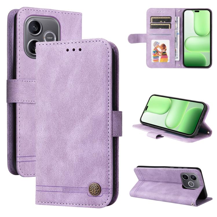 Custodia per telefono in pelle con bottone in metallo con albero della vita Skin Feel, For Honor 600 Smart 5G, For Honor Play 80 Plus 5G, For Honor 600 Global / 600 Pro Global, For Honor 600 Lite Global