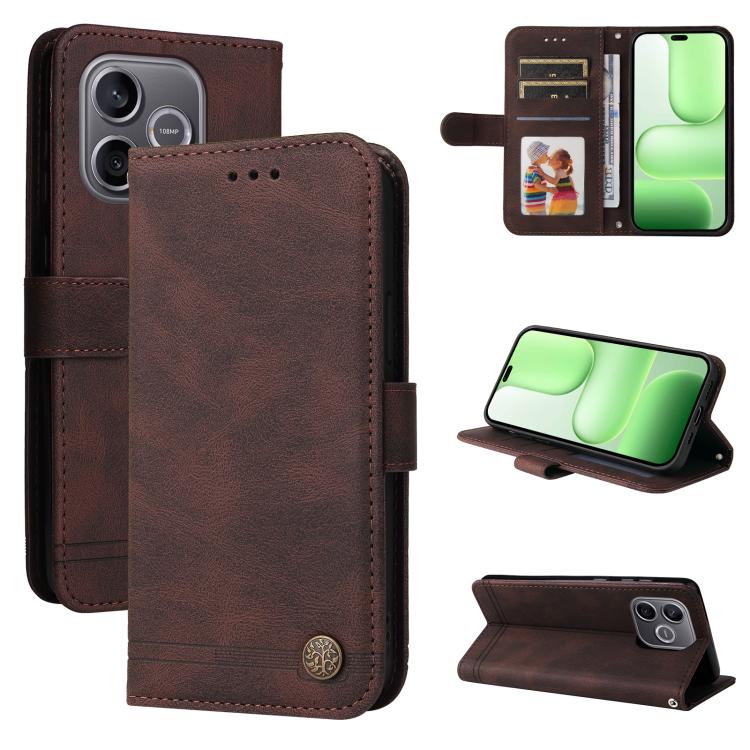 Custodia per telefono in pelle con bottone in metallo con albero della vita Skin Feel, For Honor 600 Smart 5G, For Honor Play 80 Plus 5G, For Honor 600 Global / 600 Pro Global, For Honor 600 Lite Global
