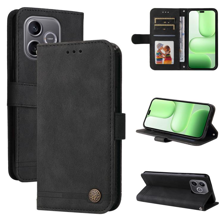 Custodia per telefono in pelle con bottone in metallo con albero della vita Skin Feel, For Honor 600 Smart 5G, For Honor Play 80 Plus 5G, For Honor 600 Global / 600 Pro Global, For Honor 600 Lite Global