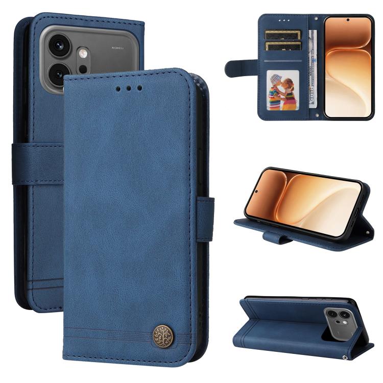 Custodia per telefono in pelle con bottone in metallo con albero della vita Skin Feel, For Honor 600 Smart 5G, For Honor Play 80 Plus 5G, For Honor 600 Global / 600 Pro Global, For Honor 600 Lite Global