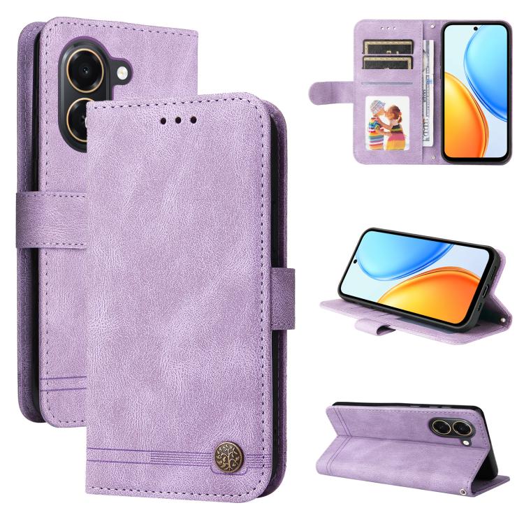Custodia per telefono in pelle con bottone in metallo con albero della vita Skin Feel, For Honor 600 Smart 5G, For Honor Play 80 Plus 5G, For Honor 600 Global / 600 Pro Global, For Honor 600 Lite Global