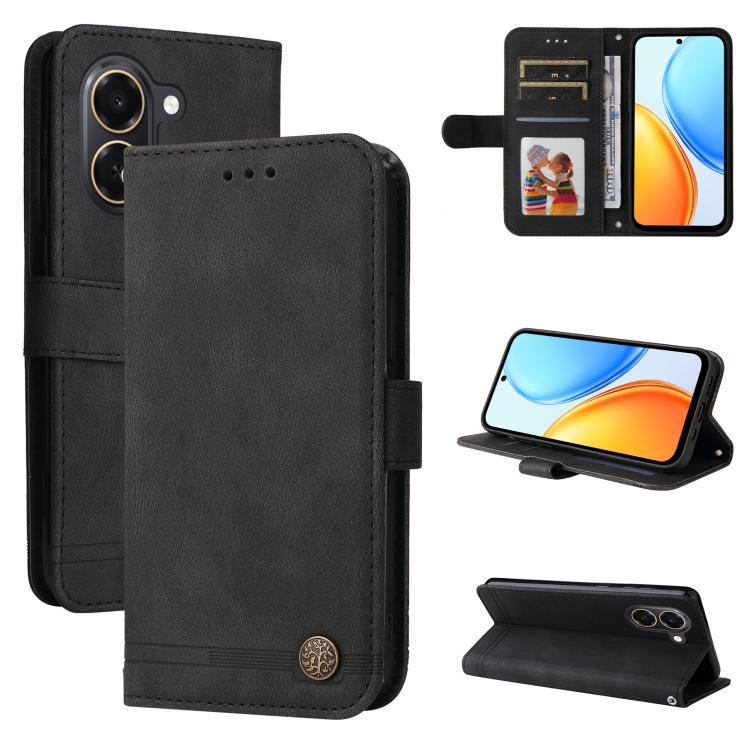 Custodia per telefono in pelle con bottone in metallo con albero della vita Skin Feel, For Honor 600 Smart 5G, For Honor Play 80 Plus 5G, For Honor 600 Global / 600 Pro Global, For Honor 600 Lite Global