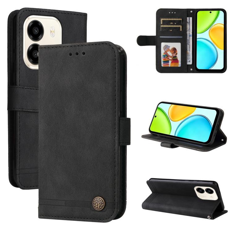 Custodia in pelle con bottone metallo per Honor 600 Smart 5G