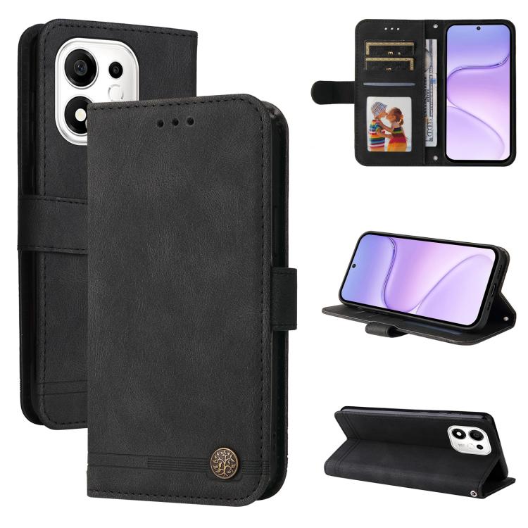 Custodia per telefono in pelle con bottone in metallo con albero della vita Skin Feel, For Honor 600 Smart 5G, For Honor Play 80 Plus 5G, For Honor 600 Global / 600 Pro Global, For Honor 600 Lite Global