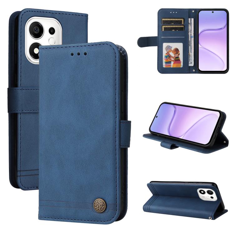 Custodia per telefono in pelle con bottone in metallo con albero della vita Skin Feel, For Honor 600 Smart 5G, For Honor Play 80 Plus 5G, For Honor 600 Global / 600 Pro Global, For Honor 600 Lite Global