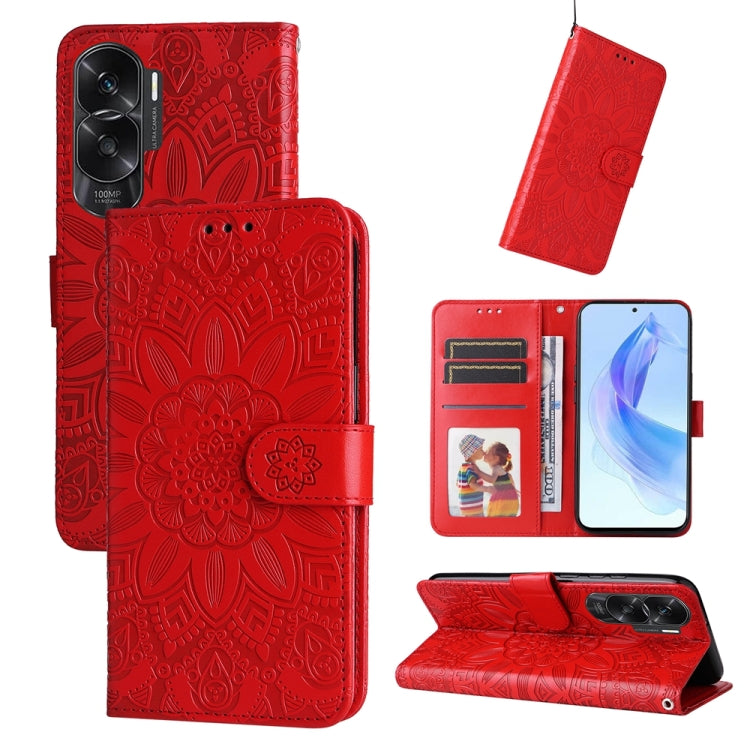 Custodia per telefono in pelle di girasole goffrata, For Honor Play 50 Plus, For Honor X6a, For Honor X50, For Honor X50i 5G