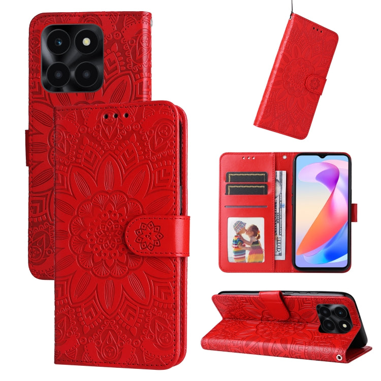 Custodia per telefono in pelle di girasole goffrata, For Honor Play 50 Plus, For Honor X6a, For Honor X50, For Honor X50i 5G