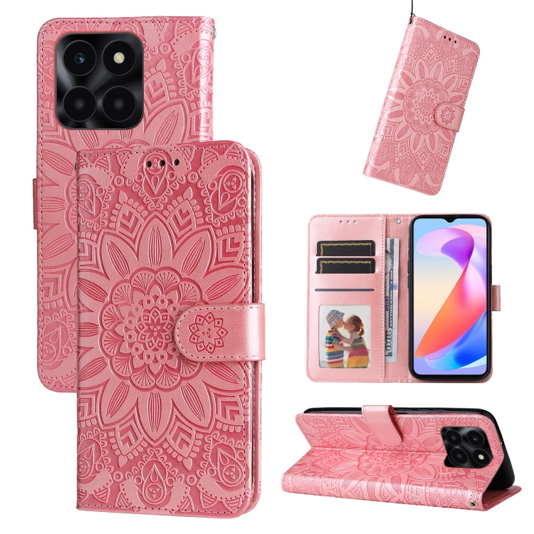 Custodia per telefono in pelle di girasole goffrata, For Honor Play 50 Plus, For Honor X6a, For Honor X50, For Honor X50i 5G