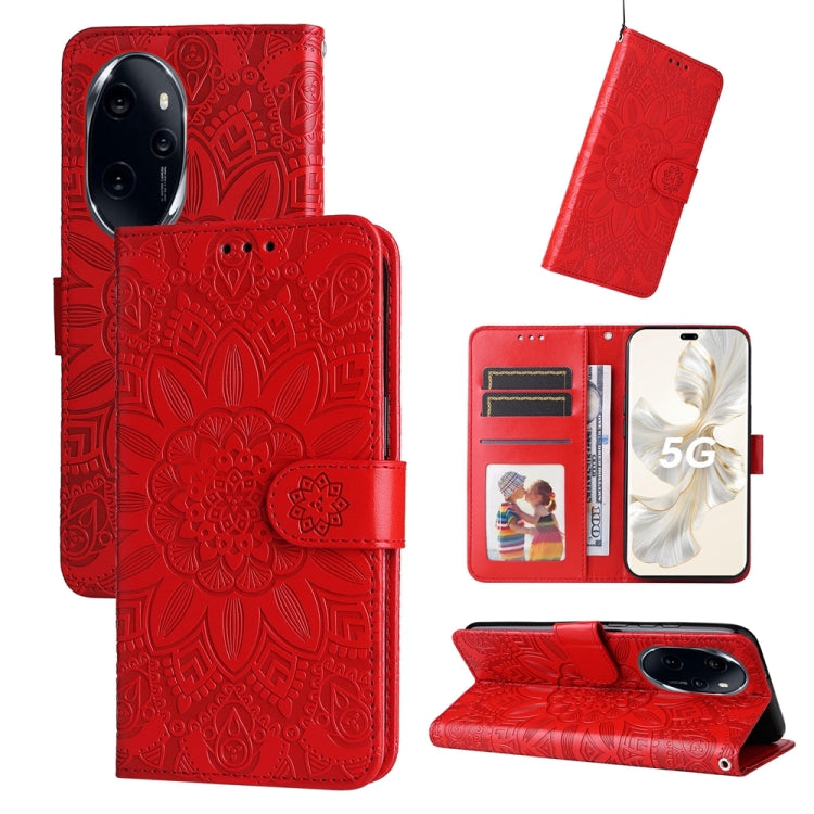 Custodia per telefono in pelle di girasole goffrata, For Honor 90 GT, For Honor 100 Pro, For Honor 100, For Honor X50i+