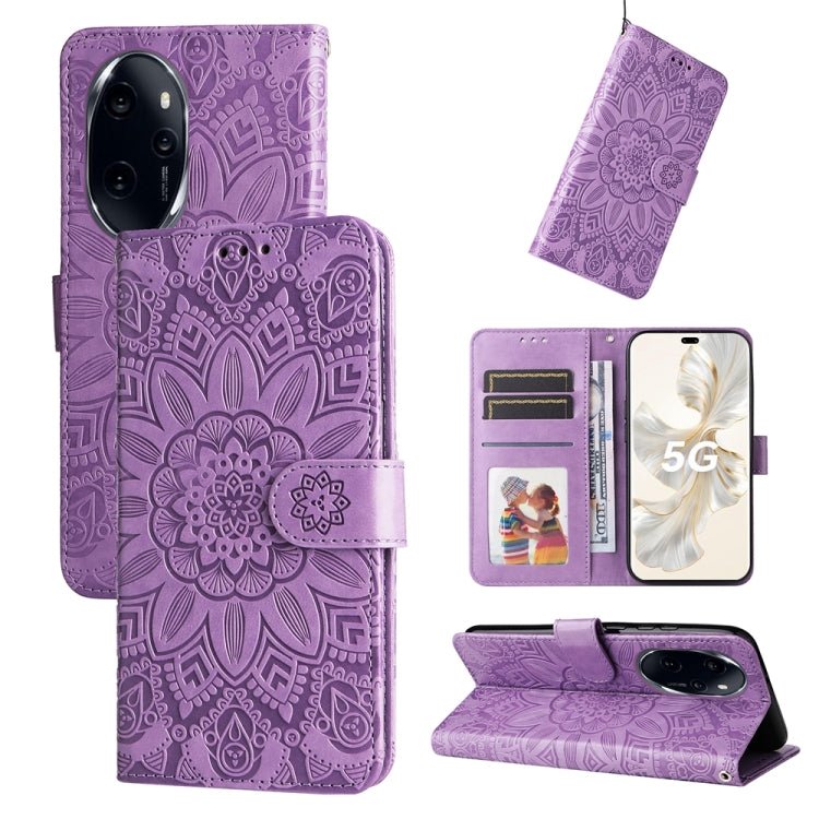 Custodia per telefono in pelle di girasole goffrata, For Honor 90 GT, For Honor 100 Pro, For Honor 100, For Honor X50i+