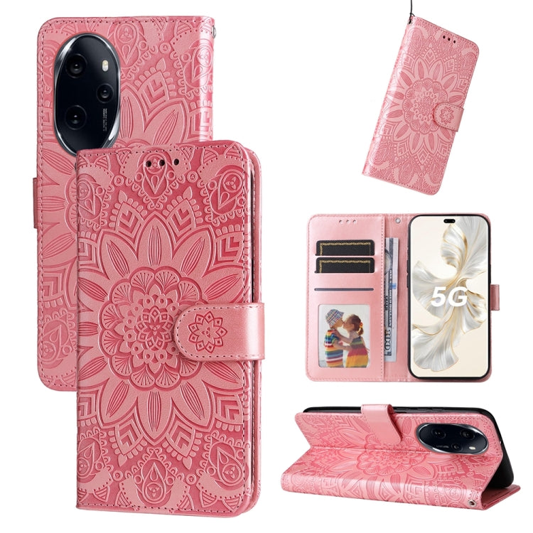 Custodia per telefono in pelle di girasole goffrata, For Honor 90 GT, For Honor 100 Pro, For Honor 100, For Honor X50i+