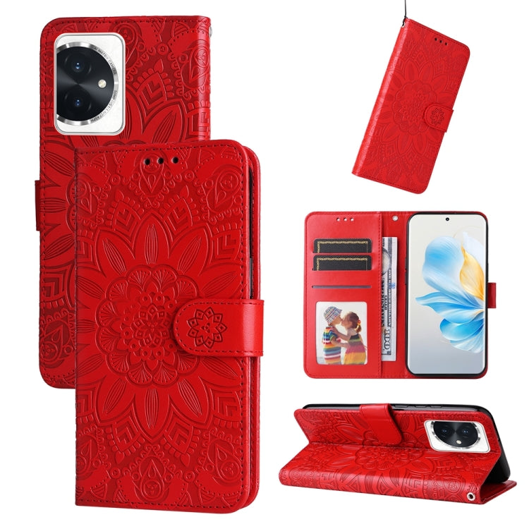 Custodia per telefono in pelle di girasole goffrata, For Honor 90 GT, For Honor 100 Pro, For Honor 100, For Honor X50i+