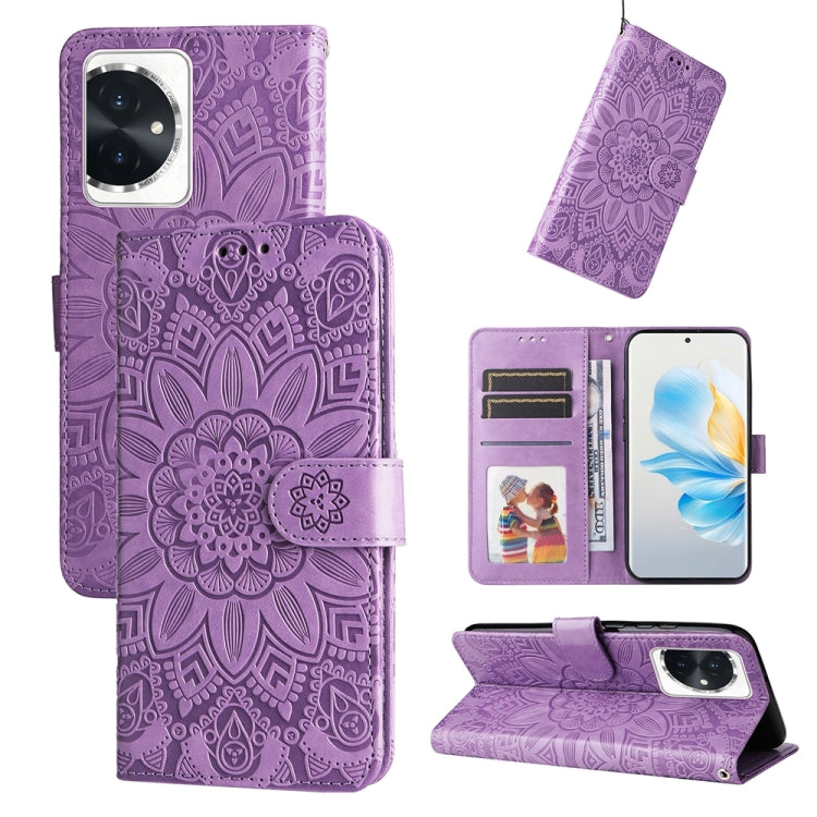 Custodia per telefono in pelle di girasole goffrata, For Honor 90 GT, For Honor 100 Pro, For Honor 100, For Honor X50i+