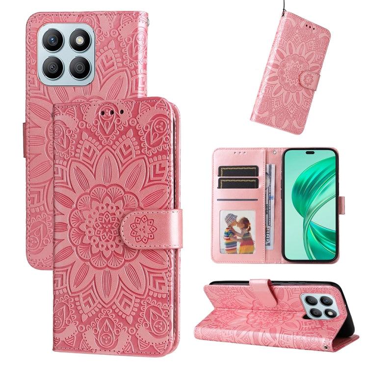 Custodia per telefono in pelle di girasole goffrata, For Honor 200 Pro, For Honor 200 Lite Global, For Honor Magic6 Pro, For Honor X8b