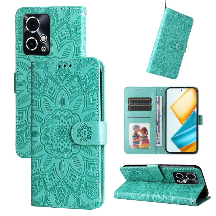Custodia per telefono in pelle di girasole goffrata, For Honor 90 GT, For Honor 100 Pro, For Honor 100, For Honor X50i+