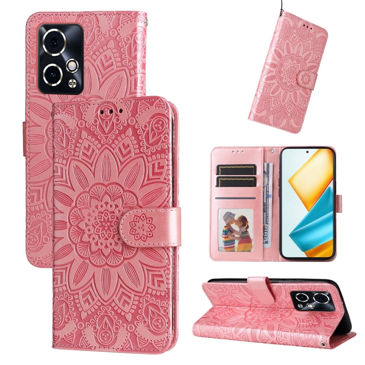 Custodia per telefono in pelle di girasole goffrata, For Honor 90 GT, For Honor 100 Pro, For Honor 100, For Honor X50i+
