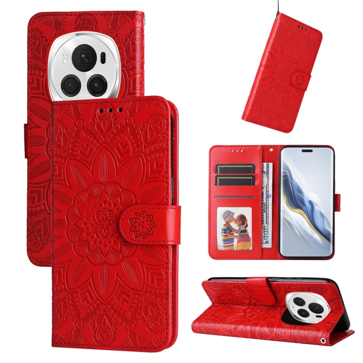 Custodia per telefono in pelle di girasole goffrata, For Honor 200 Pro, For Honor 200 Lite Global, For Honor Magic6 Pro, For Honor X8b
