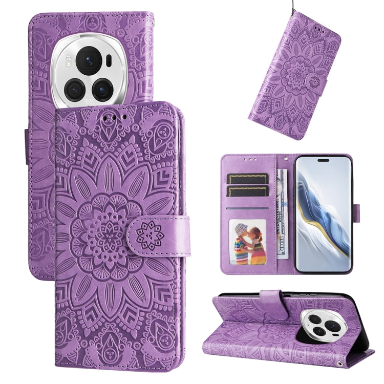 Custodia per telefono in pelle di girasole goffrata, For Honor 200 Pro, For Honor 200 Lite Global, For Honor Magic6 Pro, For Honor X8b