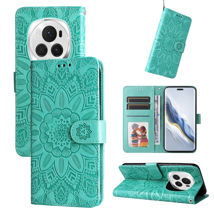 Custodia per telefono in pelle di girasole goffrata, For Honor 200 Pro, For Honor 200 Lite Global, For Honor Magic6 Pro, For Honor X8b