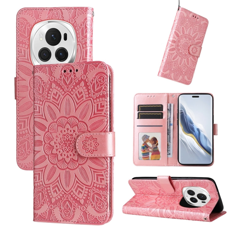 Custodia per telefono in pelle di girasole goffrata, For Honor 200 Pro, For Honor 200 Lite Global, For Honor Magic6 Pro, For Honor X8b