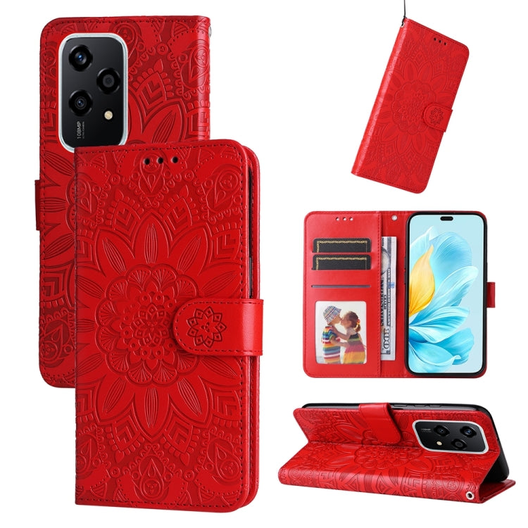 Custodia per telefono in pelle di girasole goffrata, For Honor 200 Pro, For Honor 200 Lite Global, For Honor Magic6 Pro, For Honor X8b