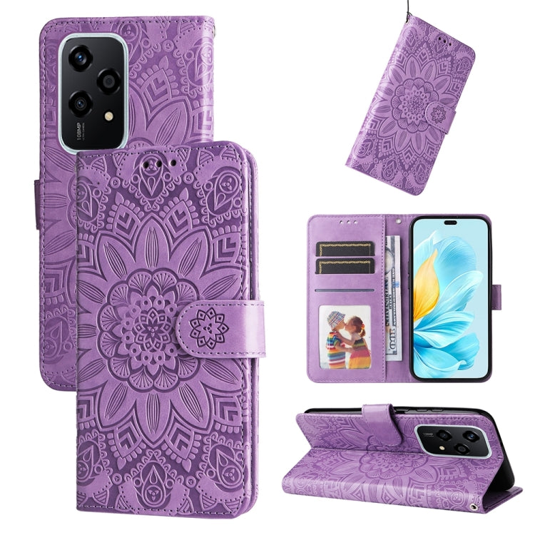 Custodia per telefono in pelle di girasole goffrata, For Honor 200 Pro, For Honor 200 Lite Global, For Honor Magic6 Pro, For Honor X8b