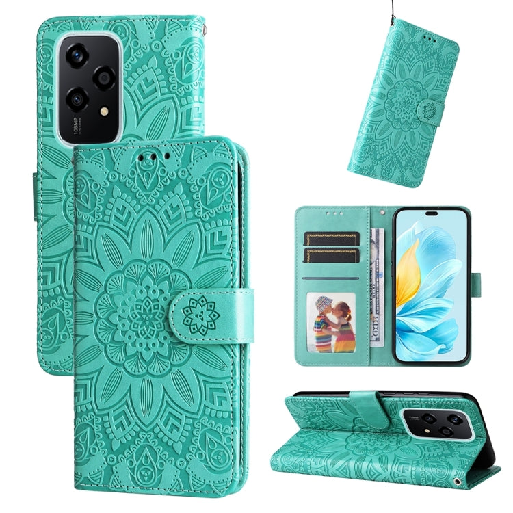 Custodia per telefono in pelle di girasole goffrata, For Honor 200 Pro, For Honor 200 Lite Global, For Honor Magic6 Pro, For Honor X8b