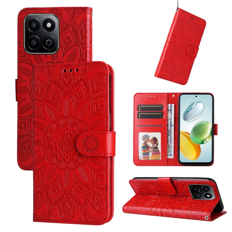 Custodia per telefono in pelle di girasole goffrata, For Honor Magic7, For Honor X60i, For Honor Play 60 Plus, For Honor 200