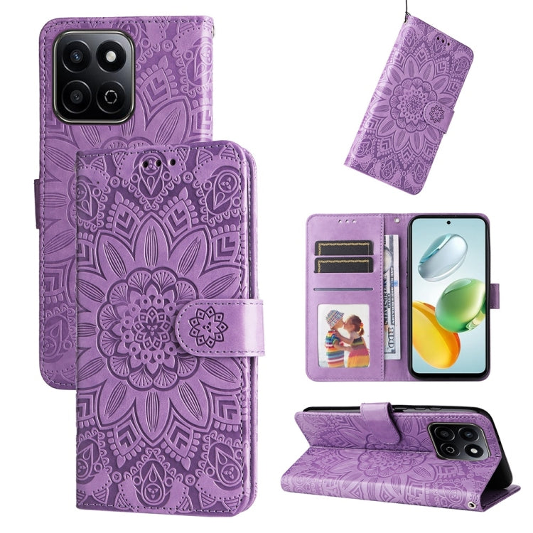 Custodia per telefono in pelle di girasole goffrata, For Honor Magic7, For Honor X60i, For Honor Play 60 Plus, For Honor 200