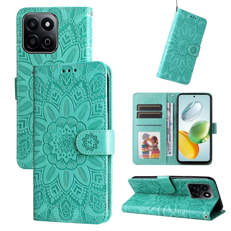 Custodia per telefono in pelle di girasole goffrata, For Honor Magic7, For Honor X60i, For Honor Play 60 Plus, For Honor 200