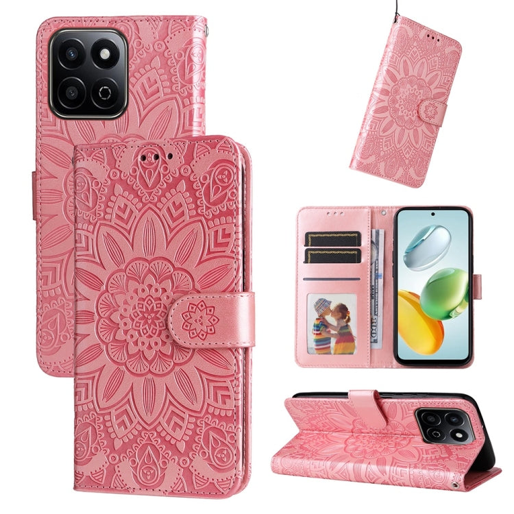 Custodia per telefono in pelle di girasole goffrata, For Honor Magic7, For Honor X60i, For Honor Play 60 Plus, For Honor 200