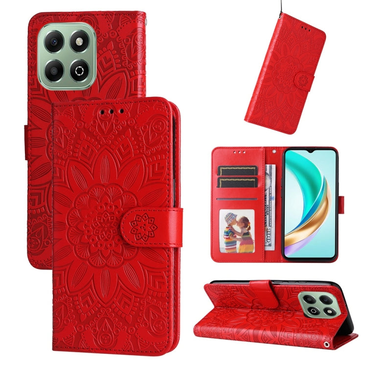 Custodia per telefono in pelle di girasole goffrata, For Honor X5c Plus, For Honor X70 5G, For Honor X6b 4G / X6c 4G / X5b / X5b Plus, For Honor Play 60