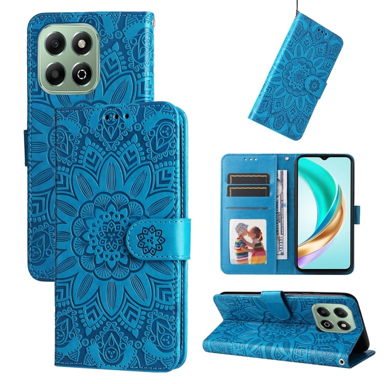 Custodia per telefono in pelle di girasole goffrata, For Honor X5c Plus, For Honor X70 5G, For Honor X6b 4G / X6c 4G / X5b / X5b Plus, For Honor Play 60
