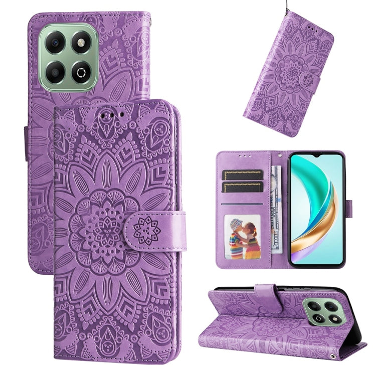 Custodia per telefono in pelle di girasole goffrata, For Honor X5c Plus, For Honor X70 5G, For Honor X6b 4G / X6c 4G / X5b / X5b Plus, For Honor Play 60