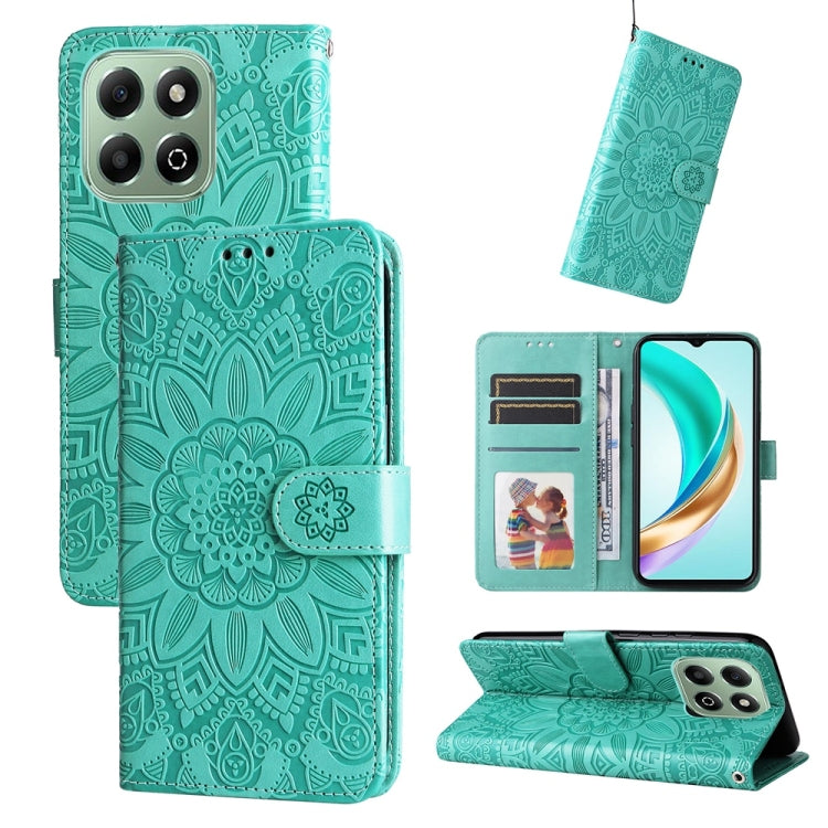 Custodia per telefono in pelle di girasole goffrata, For Honor X5c Plus, For Honor X70 5G, For Honor X6b 4G / X6c 4G / X5b / X5b Plus, For Honor Play 60