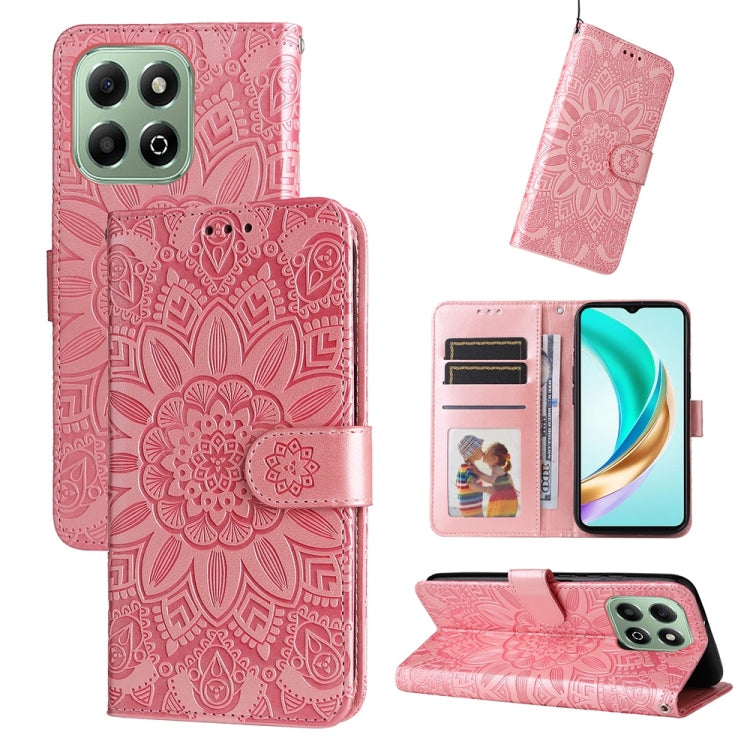 Custodia per telefono in pelle di girasole goffrata, For Honor X5c Plus, For Honor X70 5G, For Honor X6b 4G / X6c 4G / X5b / X5b Plus, For Honor Play 60