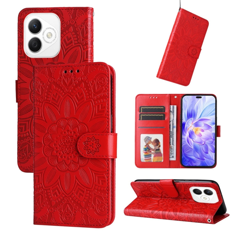 Custodia per telefono in pelle di girasole goffrata, For Honor Magic7, For Honor X60i, For Honor Play 60 Plus, For Honor 200