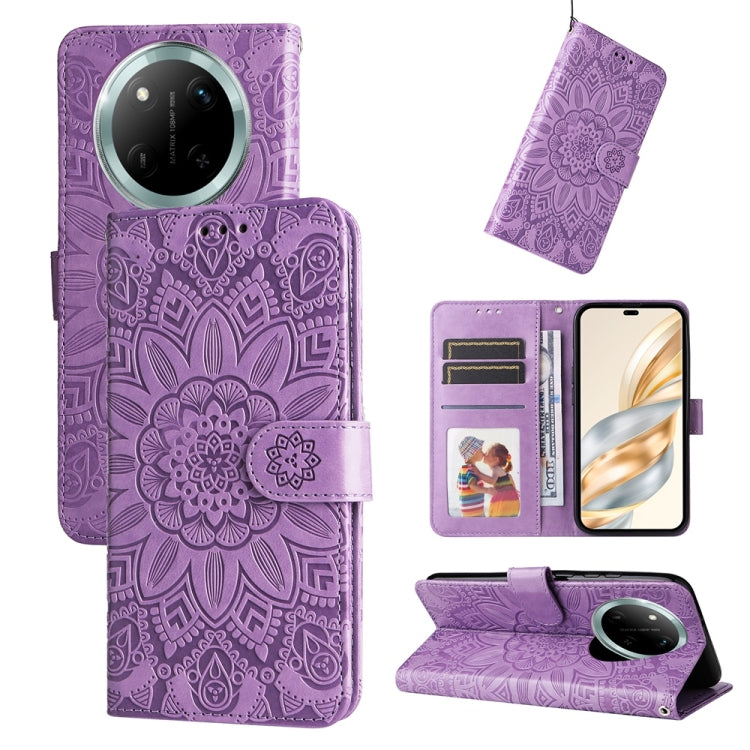 Custodia per telefono in pelle di girasole goffrata, For Honor 300 Pro, For Honor 300, For Honor X9c / Magic7 Lite, For Honor Magic7 Pro