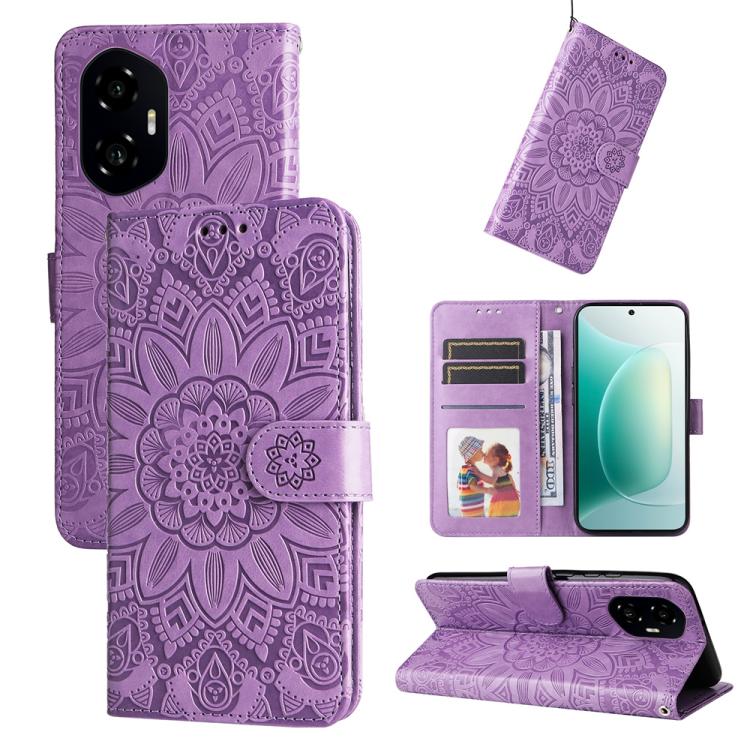 Custodia per telefono in pelle di girasole goffrata, For Honor 300 Pro, For Honor 300, For Honor X9c / Magic7 Lite, For Honor Magic7 Pro