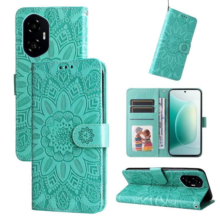 Custodia per telefono in pelle di girasole goffrata, For Honor 300 Pro, For Honor 300, For Honor X9c / Magic7 Lite, For Honor Magic7 Pro