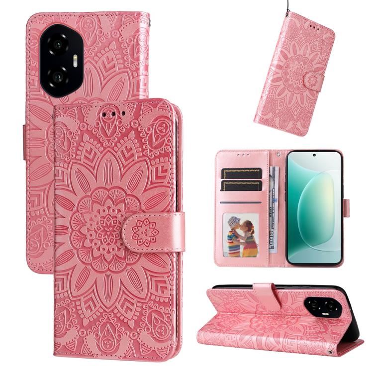Custodia per telefono in pelle di girasole goffrata, For Honor 300 Pro, For Honor 300, For Honor X9c / Magic7 Lite, For Honor Magic7 Pro
