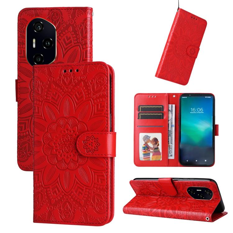 Custodia per telefono in pelle di girasole goffrata, For Honor 300 Pro, For Honor 300, For Honor X9c / Magic7 Lite, For Honor Magic7 Pro