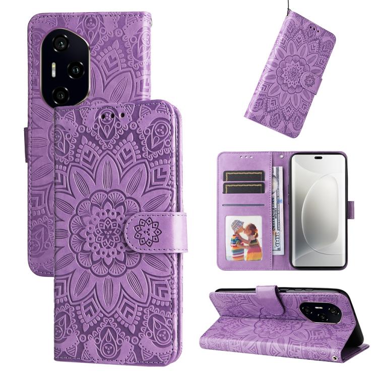 Custodia per telefono in pelle di girasole goffrata, For Honor 400 Lite Global, For Honor 400 Global 156.5mm, For Honor X8c 4G, For Honor 300 Ultra