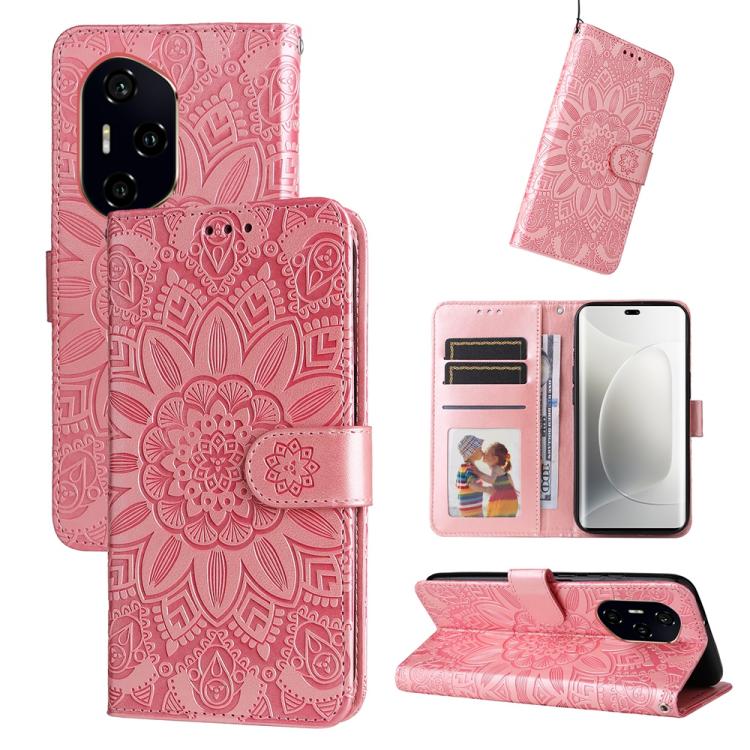 Custodia per telefono in pelle di girasole goffrata, For Honor 400 Lite Global, For Honor 400 Global 156.5mm, For Honor X8c 4G, For Honor 300 Ultra