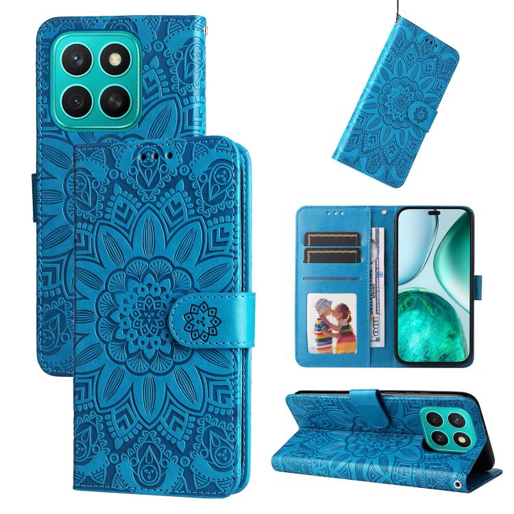 Custodia per telefono in pelle di girasole goffrata, For Honor 400 Lite Global, For Honor 400 Global 156.5mm, For Honor X8c 4G, For Honor 300 Ultra